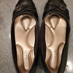 Marbella Miriam Black Wedge Flats